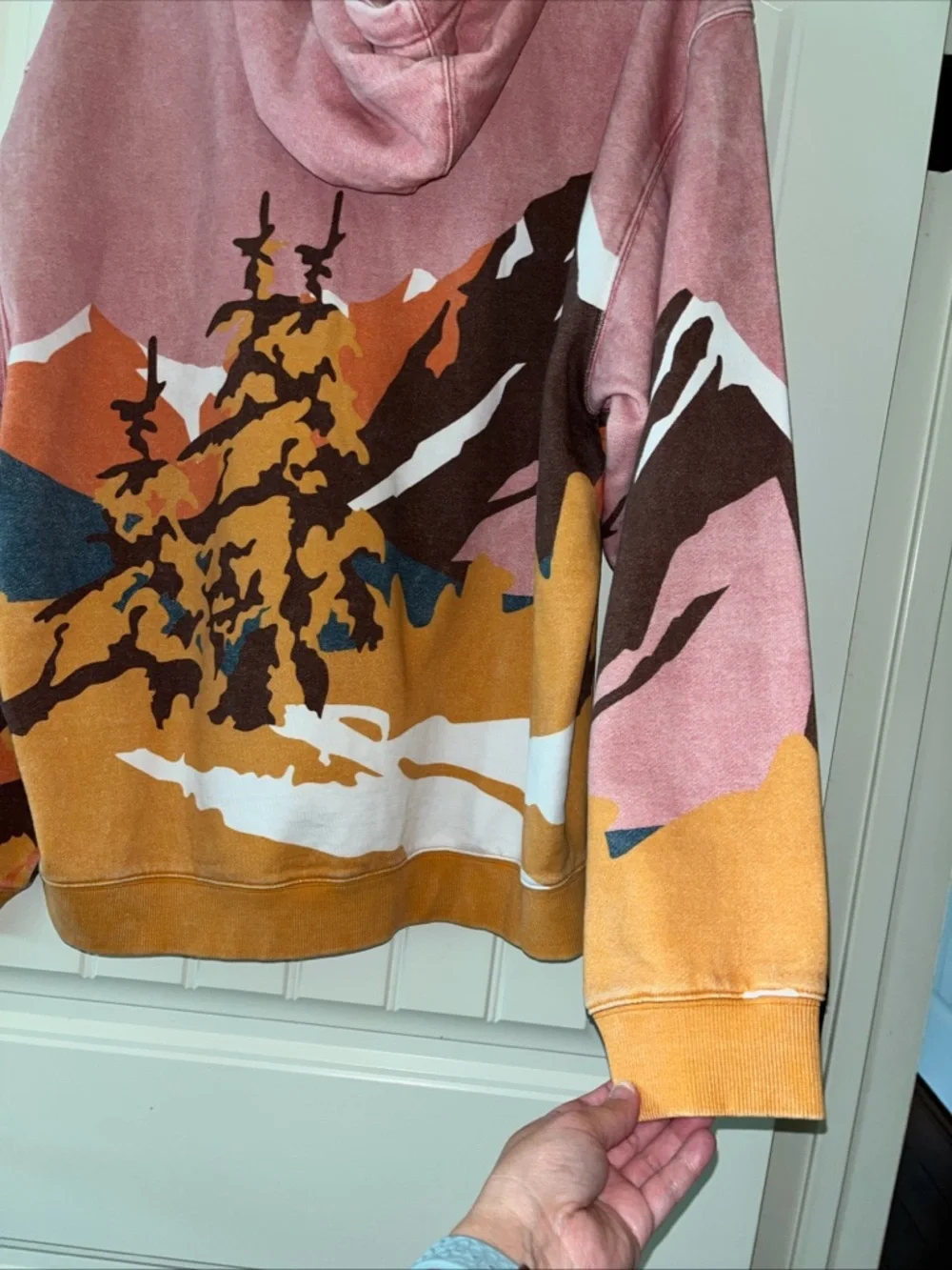 Kith Authentic 100% Campfire Landscape Hoodie in Rose Pink, Mustard & Navy XXL - Picture 5 of 11